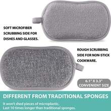 6pcs Grey Multi-Function Double-Sided Sponge Scrub