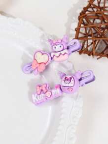 Sanrio Sanrio 2pcs/5pcs Kuromi Hello Kitty Melody Hair Clip Set, Cute Cartoon Alligator Clips & Sweet Hair Tie Rope For Girls' Daily/Bathroom/Summer Use & Role Playing Performance, Cute Cartoon Hair Accessories Claw Clips Hair Slide Hair Barrettes