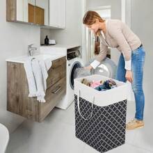 1pc Black 75L Large Freestanding Laundry Basket With Extended Handles Coating Cloth Tall Collapsible Laundry Hamper Gray Dirty Clothes Laundry Organization And Storage Toy Storage Bag For Laundry Room Dorm Home Family Bathroom Bedroom Accessories, Laundry Baskets Large Capacity Collapsible Laundry Baskets, Fabric Storage Laundry Bags, Laundry Baskets, Fabric Storage Bins, Foldable Dirty Laundry Baskets.