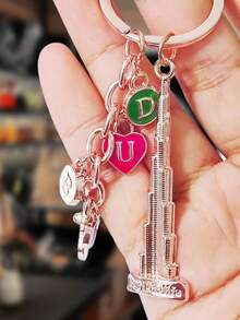1pc Dubai Burj Khalifa Tower Keychain, Middle East Landmark Tourist Souvenir