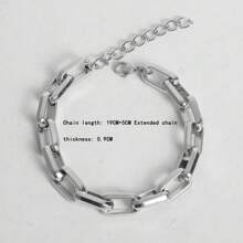 1pc Oversized Industrial Style Titanium Steel Cuban Link Bracelet For Men And Women, Adjustable Unisex Hip Hop Bracelet