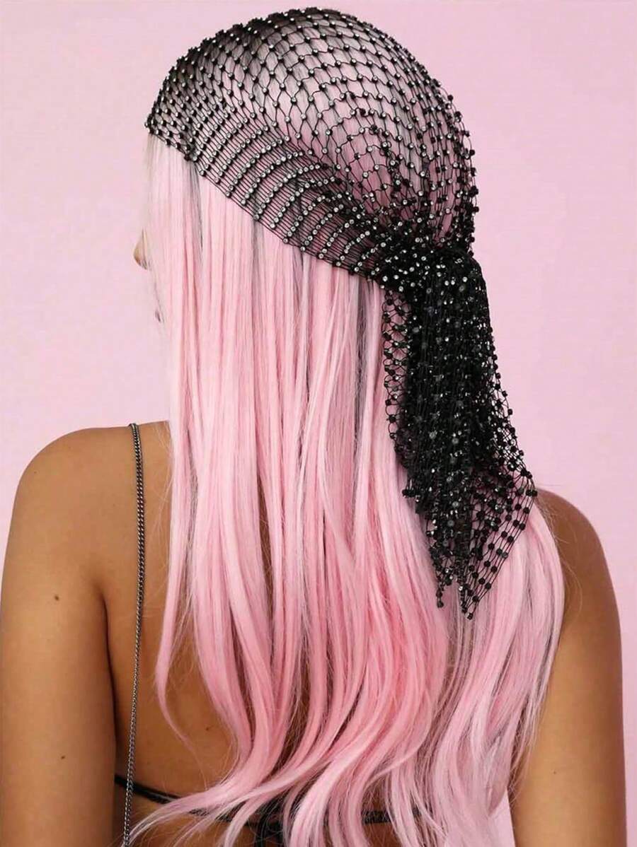 1 pezzo Fascia per capelli, reggicoda alla moda con strass, accessorio elastico per capelli