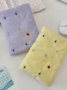 1pc Passport Holder For Travel Official License Cute Fabric Passport Cover With Star Embroidery Travel Must Haves Accessories Cruise Ship Essentials Passport Book Holder Flying Essentials Travel Gifts