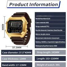 Fashion Simple Men's Watch Classic Hundred Square Electronic Watch Waterproof Alarm Clock Multifunctional Student Sports Watch - All Black - View 1