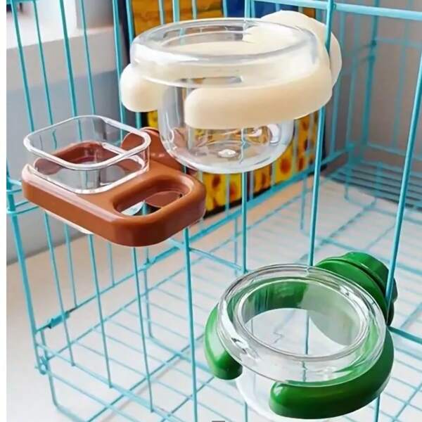 Small Pet ABS Material Cage Feeder, Pet Bird Feeding Bowl With Clip Bird Cage Water And Food Cup,Bird Water Dispenser, Hamster Cage Food Box Hanging Cage Bird Food Bowl