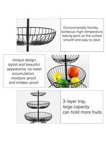 1pc Fruit Basket With 3 Shelves, Large Metal Wave Fruit Basket, Storage Basket For Fruits And Vegetables, Kitchen - Durable Fruit Holder For Onions Snacks And Vegetables, Kitchen Storage Utensils, Room Decoration, Suitable For Kitchen, Restaurant, Party, Camping, Gathering, Gift For Friends, Family Gift - Multicolor - View 8