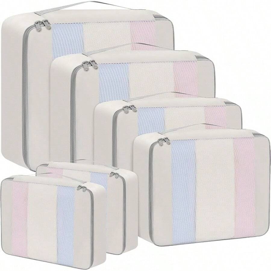 6/8/10 Juegos de Cubos de Embalaje para Organizador de Equipaje de Viaje - 06-beige - Ver 1