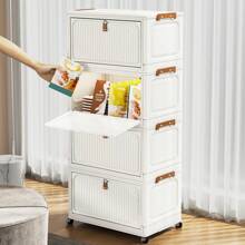 1 Stück 38cm/14,96 Zoll breiter kleiner Faltschrank, 1-6 Ebenen wählbar, Kleiderschrank Aufbewahrungsbox mit Stofftrennern, Küchenschrank, verstärkter Klappdeckel mit Rollen, für den Heimgebrauch, ohne Montage, Kunststoff Faltaufbewahrungsorganizer