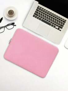 1pc Polyester Solid Color Large Capacity Fully Enclosed Sleeve Tablet Storage Pouch, Suitable For 11/13/14/15/16/17 Inch Tablet, Lightweight, Zipper Design