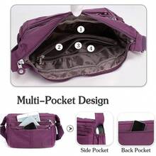 Women's Lightweight Shoulder Bag, Waterproof Sling Shoulder Bag, Nylon Fabric, Size 20cm High * 29cm Wide * 10cm Thick - Tote Bag, Large Bag, Shopper Bag, Beach Bag, Women's Bags, Handbag, Small Bag - 紫色 - 查看 4