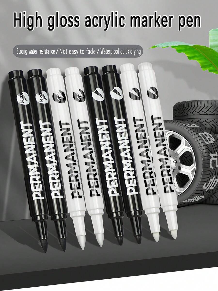 6 pièces Stylo marqueur acrylique haute brillance, séchage rapide, imperméable, indélébile, forte puissance de marquage, embout souple pour une écriture fluide, à utilisation polyvalente