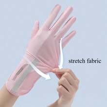 1 Pair Women Thin Sunscreen UV Protection Gloves, Silky Fingerless Gloves With Touchscreen Capability, Anti-Slip And Long Design For Cycling, Driving
