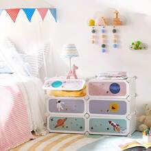 Estantería Infantil de 6 Cubos, Zapatero Infantil, 43 x 31 x 105, Armario, para Ropa, Juguetes, Blanco MLPC904W01 - Blanco Nube - Ver 7