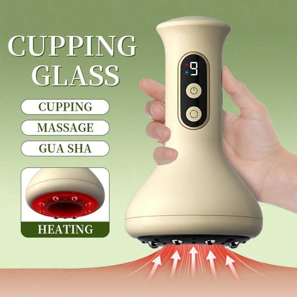 STUKUNI Portable Adjustable Intensity Cupping Massager, 9 Levels Of Intensity, Full Body Cupping Tool, 1200mAh, With Hot Compress Function, Suitable For Home Use And As A Gift, Portable Rechargeable Cupping Device With 8 Steel Balls