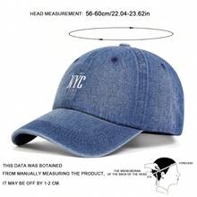 1pc Men's NYC Embroidered Denim Baseball Cap, Street Fashion Casual Hat For Travelling, Spring And Autumn