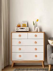 1pc Cute Wooden Cabinet Door Handles - Polished Finish, Star & Moon Design For Youngsters' Room Wardrobe And Drawer Pulls, Wooden Star Moon Kitten Animal Design Cabinet Handles, Suitable For Children's Room Cute Dresser Closet Cabinet Drawer Handle Baby Home Creative Drawer Handles Pulls