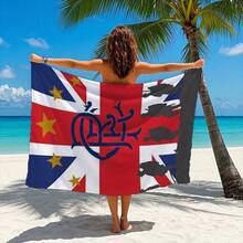 1 pieza Toalla de playa con estampado del Club de Fútbol Rangers - Toalla de baño de mezcla de poliéster suave y con diseño de la bandera Union Jack, esencial para actividades de natación y playa de verano, imprescindible en la piscina | Toalla de playa moderna | Toalla ligera Artículos esenciales de viaje Accesorios de viaje Accesorios de playa