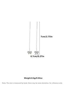 1 par de hilos para los oídos de plata S925 con lazo, elegantes pendientes colgantes para uso diario y fiestas, diseño de cuidado de los oídos hipoalergénico, set de regalo de lujo para mujeres
