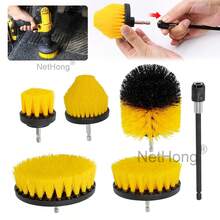6-Piece Electric Drill Brush Set – Multi-Surface Power Scrubber Kit With Interchangeable Drill Attachments - Yellow - View 2