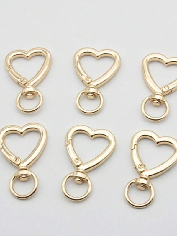 6 pièces Porte-clés chaîne à ressort en forme de cœur, nouveaux accessoires de mode, petit pendentif de cadeau DIY