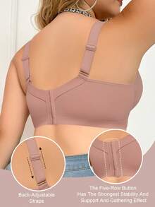 Sujetador sin costuras para mujer talla grande de MIMILEMON en beige, con tirantes anchos minimalistas y lisos, cómodo y con soporte - Rosa vieja - Ver 4