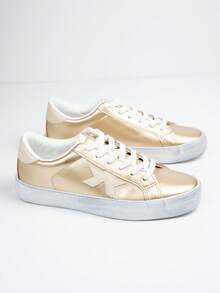 Women's Gold Metallic Sneakers - Gold - View 5