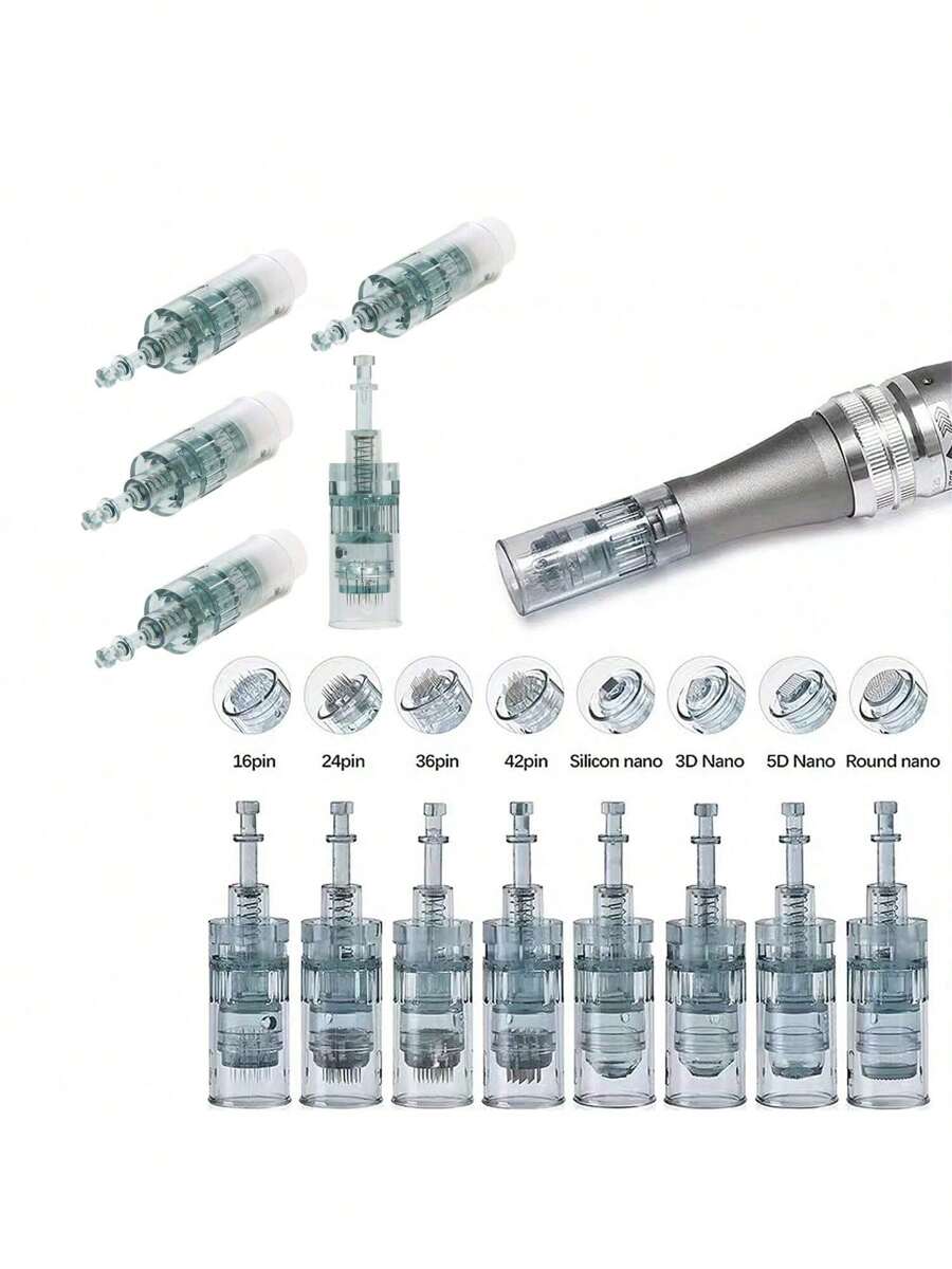 5PCS Ultima Dr Pen M8 Cartridges Microneedle Replacement Needle Tip 16 PINS/36 PINS/42PINS/Round Nano /24PINS/3D Nanno/5D Nano MTS Microneedling Replacement Cartridges Nano Needle