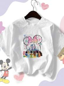 Disney Summer Lady Cartoon Pattern. Printed Casual Ladies T-Shirt, Spring And Summer Fashion Ladies Tops, Summer Tops, Ladies Summer Clothing, Summer Clothing, Graphic T-Shirt Women, Top Women