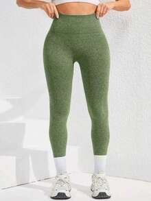 TNTOR Plus Size High Waisted Butt Lifting Fitness Leggings Women High Stretch Quick Dry Skinny Yoga Pants, Peach Butt Design, High Waist With Tummy Control, Suitable For Cycling, Exercises And Sports, Comfortable Tight Shorts To Enhance Figure - Green - View 5