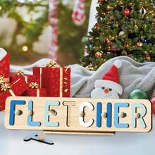 Halloween Thanksgiving Christmas Gifts, Personalized Name Puzzle, Baby Name Puzzle, Early Learning Toys For Baby Boy Or Baby Girl, 3D Alphabet Jigsaw Toy, Wooden Alphabet Puzzle, First 1st Birthday Gifts, Wooden Puzzle, Personalized Gifts, Birthday Gift, Customized Wooden Puzzle Toy, Anniversary Gift, Building Blocks Gift Set, Desert Fall Cozy, Digital Printing - Blue and White - View 6