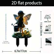 1 pieza Decoración acrílica plana 2D de hada misteriosa del jardín regando plantas, estilo vintage, sin batería, para decoración de jardín exterior con abundante vegetación y lámpara de hada, perfecta para regalos de Acción de Gracias y Fiestas | Diseño de hada vintage | Elaborado con precisión, decoración de jardín