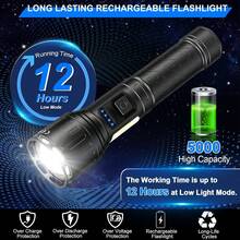 2pcs Rechargeable Magnetic Flashlights High Lumens, Super Bright LED Powerful Flashlight 8 Modes With COB Work Light,  Handheld Flash Light For Camping (2 Pack With Paper Box, Black) - 黑色 - 查看 4