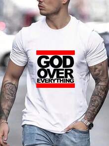 Men's Graphic T-Shirt With Text - Apricot - View 1