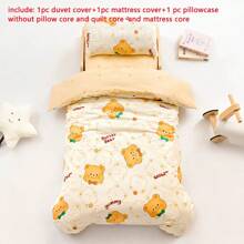 3 pièces Ensemble de literie, Housse de couette imprimée animaux de bande dessinée, Convient pour la sieste en crèche/maternelle, Retour à l'école, Chambre d'enfant, Rose/Bleu/Vert, Applicable pour les garçons et les filles, Comprenant 1 housse de couette (47*59 pouces), 1 housse de matelas (23*53 pouces), 1 housse d'oreiller (11*19 pouces) (Sans rembourrage)