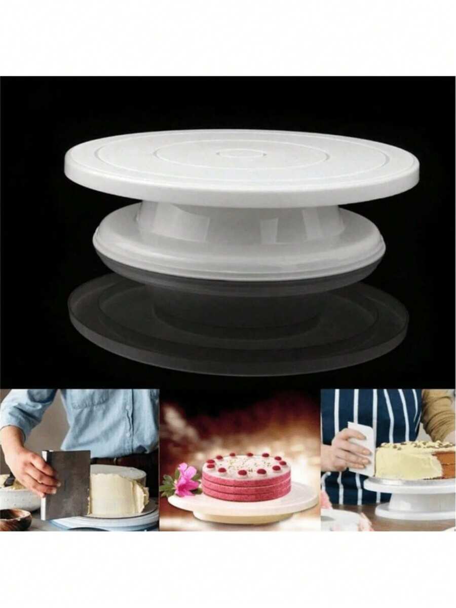 A Cake Turntable Baking Turntable Rotating Cake Mounting Table PP Plastic Mounting Tools Cake Mounting Turntable - White - View 1