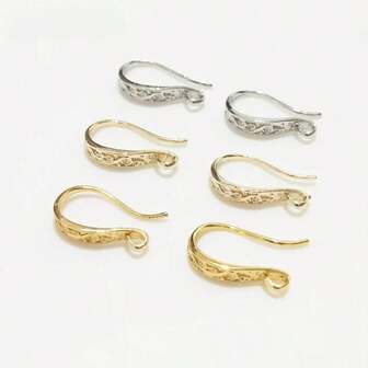 14K Gold Plated Flattened Ear Wire With Loop,Brass Earring Hook Fitting,Accessories For Earrings,DIY Jewelry Making Accessory