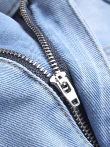 Teen Boys' Casual Elastic Ripped Denim Jeans, All Season - Light Wash - View 4