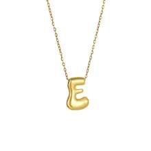 18K Bubble Letter Necklace Gold For Women, Initial Necklaces Rhinestone Chunky Bubble Letter Necklace As Mother's Day Gifts Charm Puff Name Pendant Alphabet Necklaces Non Tarnish Gold Plated Jewelry