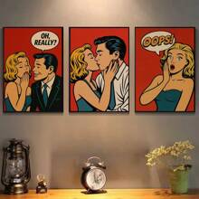 Set Of 1/3 Pcs Vintage Pop Art Wall Arts Posters, Comic Style Prints, Bold Colorful Cafe Decor, Mid Century Modern Vibes, Modern Coffee House Living Room Bedroom Home Decoration Unframed-Style