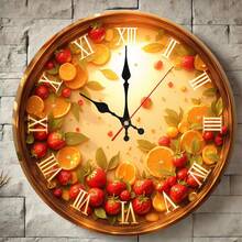 Reloj de pared con diseño de frutas de 10 pulgadas, decoración de cocina caprichosa con movimiento silencioso, perfecto para el ambiente del comedor o cafetería, regalo único para amantes de la comida - Negro - Ver 19