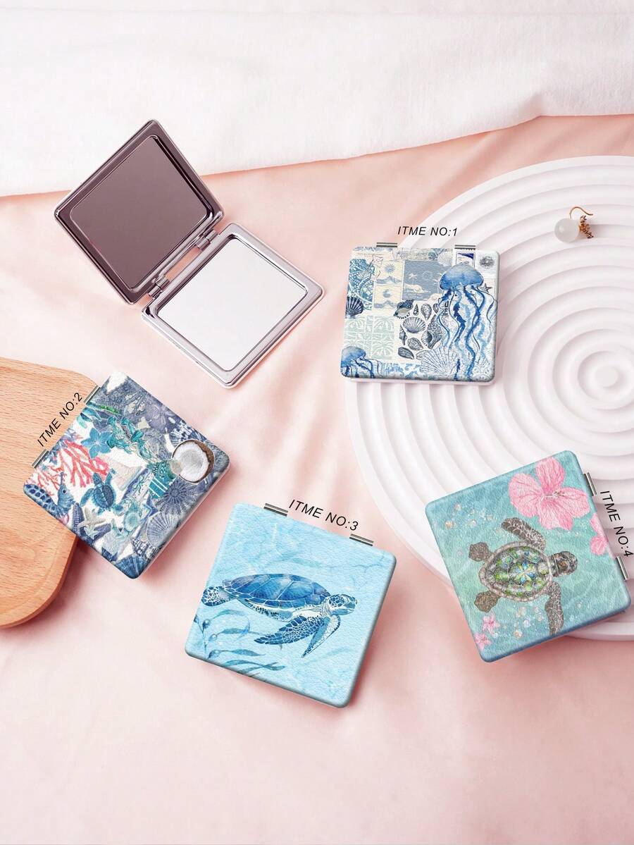 Foldable Compact Vanity Mirror, Lightweight & Ultra-Thin Hand Mirror, Durable PU Leather, Suitable For All Occasions And People, Foldable Square, Portable