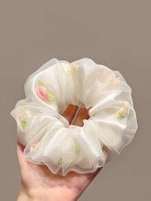 1 件花卉网状发圈，甜美优质发带，适合马尾辫、卷发、发圈、发圈、发圈、卷发配饰 - 白色 - 查看 9