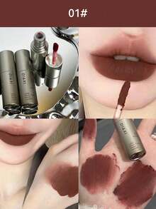 Tinte labial mate de terciopelo de larga duración - Brillo labial impermeable y resistente a las manchas con acabado nude natural, maquillaje de labios resistente a las manchas y duradero todo el día (Tubo individual)