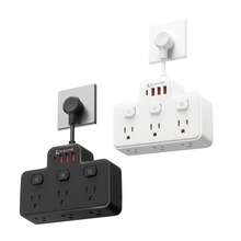 Stopkontak 1250W dengan Port USB, Stopkontak Dinding Standar AS, Sakelar Kontrol Independen, 6 AC 4 USB (1 Tipe-C), Hitam/Putih, Cocok untuk Ruang Tamu, Dapur, dan Perjalanan - Steker Tipe B AS (110-127V) - View 2