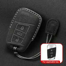 绒面革汽车钥匙包适用于大众 Polo Golf Passat Tiguan Beetle Caddy T5 Up Eos Skoda Octavia Seat Leon Altea - 黑色 - 查看 5