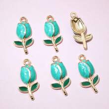 20pcs 21x10mm Enamel Rose Flower Charms Pendant Alloy Metal Cute Flowers DIY Jewelry Making Accessories For Necklace Earrings