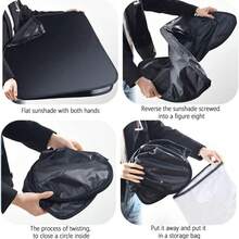 加厚汽车挡风玻璃遮阳板，带储物袋，保持车内凉爽，通用适用于轿车、卡车、SUV（长约 57 * 31.5 英寸） - 彩色 - 查看 6