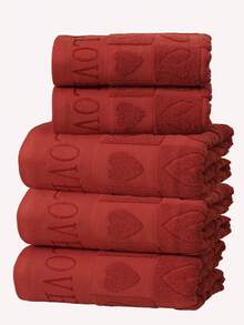 QIBHI 3/2/1pc Jacquard Heart Bath Towel/Bath Towel, Lightweight, Compact For Travel, Couples Gift, Home Decor, Wedding, Party, Available In Multiple Sizes Shower Towels For Beauty Salon, Hotel Sports,Home Essentials, Towel, Skin Care Bath Towel Sheet