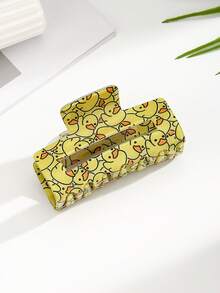 Nuevo Clip de Pelo con Estampado de Pato Amarillo, Clip de Pelo Acrílico Cuadrado Simple y Personalizado de Tamaño Grande para Mujer, Lindo Clip de Mandíbula para Primavera, Verano, Otoño e Invierno - Multicolor - Ver 4