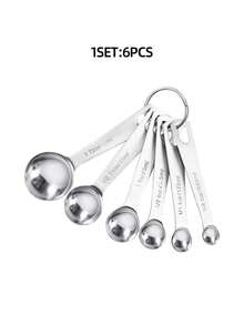 6-Piece Stainless Steel Measuring Spoon Set, High-Quality, Durable, Stackable Kitchen Tool Set, Suitable For Liquids, Solids And Powders, With A Portable Hook For Easy Reading Of Ounce And Milliliter Measurements, A Must-Have Household Cooking Tool And Accessory For Baking Enthusiasts - Stainless Steel Measuring Spoon - View 8